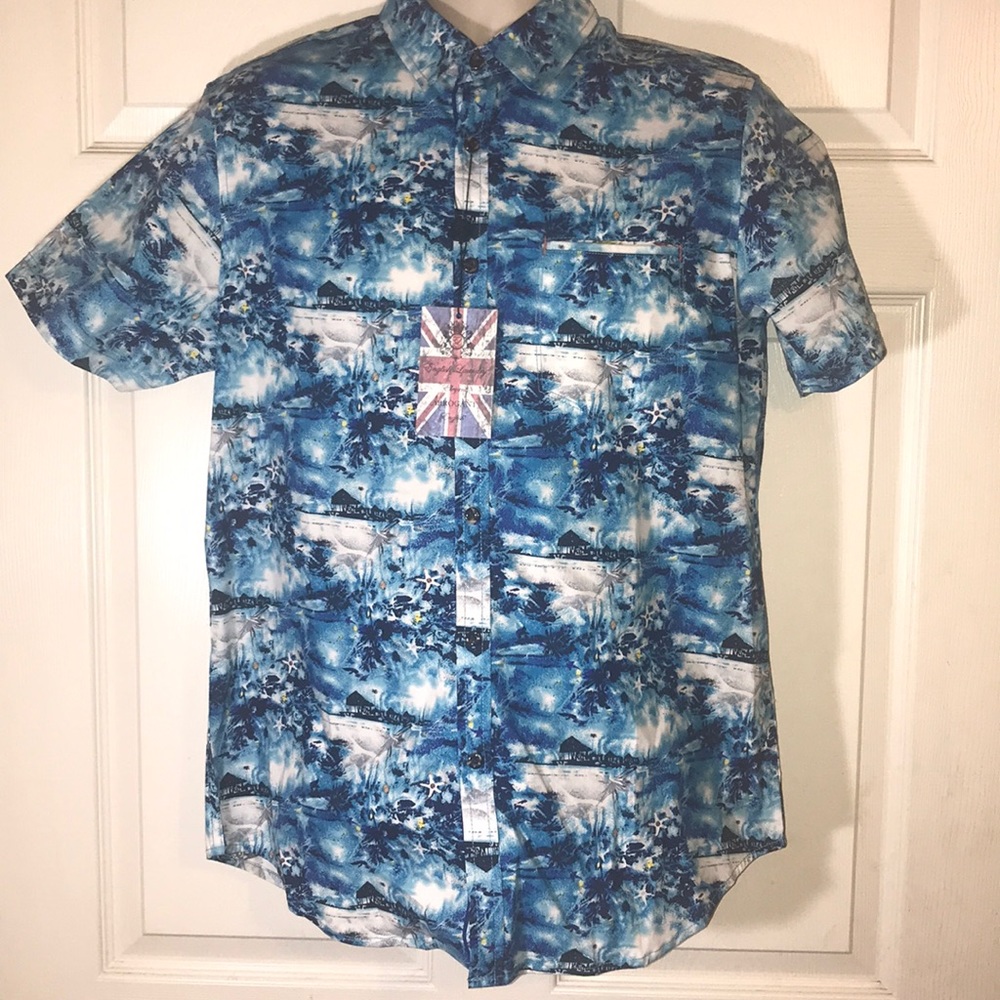 English laundry medium blue ss button down shirt